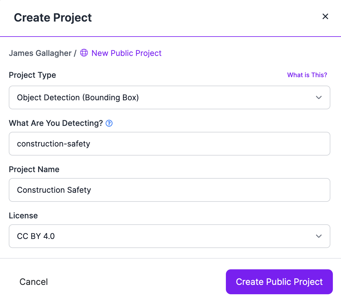 Create a Roboflow project