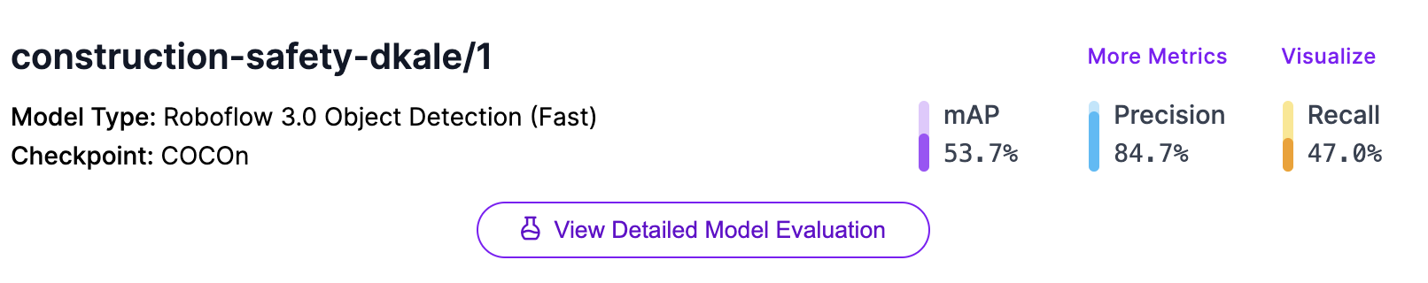 Start a Roboflow model evaluation