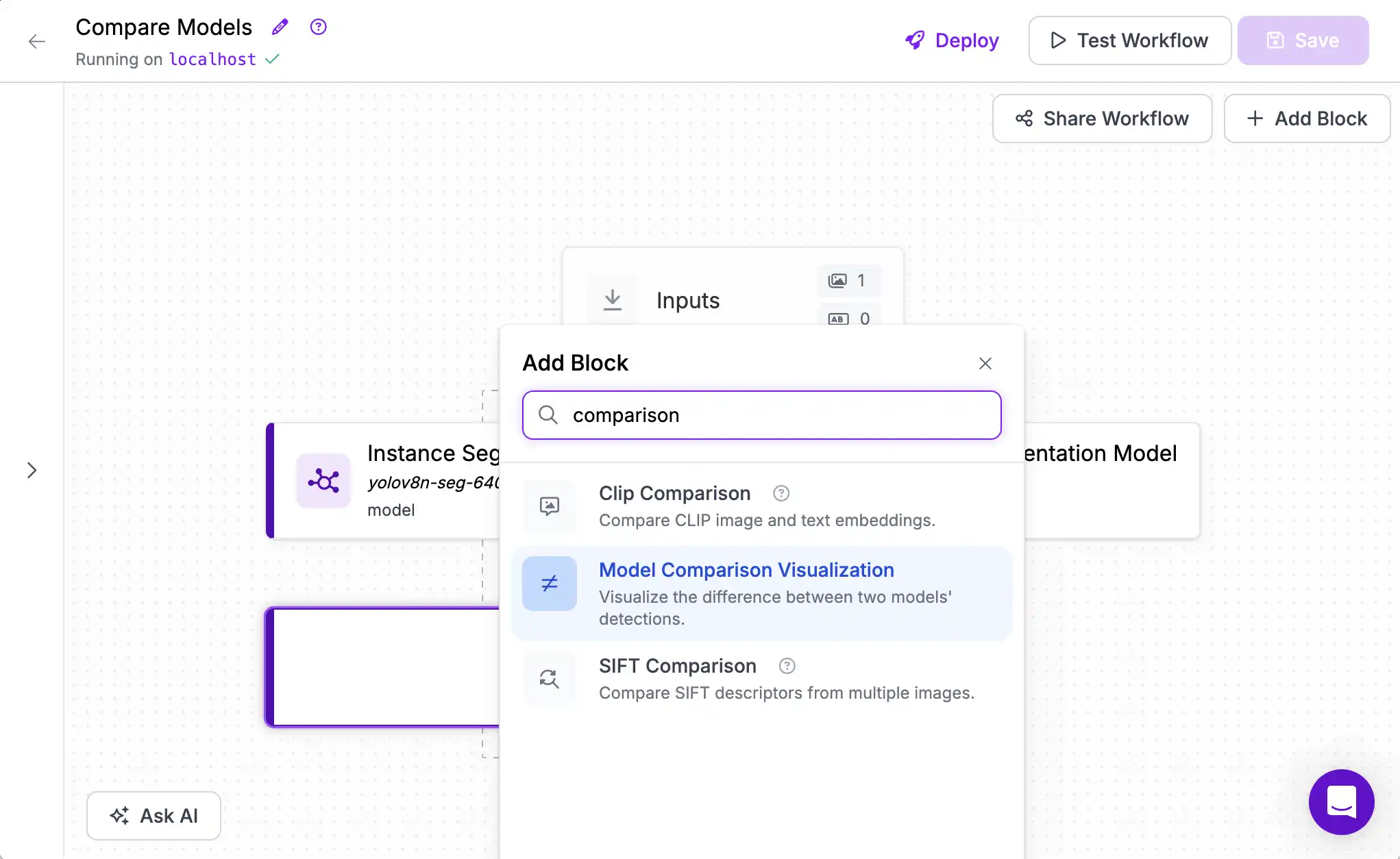 Choose Model Comparison Visualization